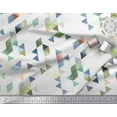 thumbnail image 2 of Soimoi White Rayon Crepe Fabric Triangle Art Geometric Printed Fabric 1 Yard 46 Inch Wide, 2 of 3