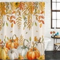 thumbnail image 2 of Orange Fall Shower Curtain, Waterproof Shower Curtains for Bathroom, Thanksgiving Pumpkins Weeping Maple Leaf Washable Fabric Bathtub Curtain Set Bath Decor with 12 Hooks 72"x78", 2 of 8