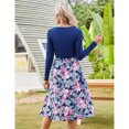 thumbnail image 4 of Yesfashion Women's Long Sleeve Vintage Floral Patchwork Dress Flared A-line Swing Casual Party Midi Dress, 4 of 5