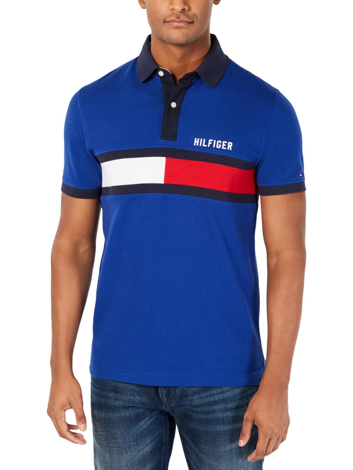 Tommy Hilfiger Men Short Sleeve Custom Fit Stripe Pique Polo Shirt $0 Free Ship