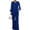 Royal Blue, variant on Womens Elegant 2 Piece Outfit V Neck Flare Sleeve Asymmetrical Top And Wide Leg Pants Set Light Blue XL