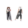 thumbnail image 3 of Women Loose Adjustable Strap Denim Bib Overall Jeans Distressed Wide Leg Baggy Overalls Jumpsuit Gray M, 3 of 7