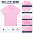 thumbnail image 6 of Aideaone Boys Polo Shirt Solid Color V-Neck Casual Short Sleeve Shirts for Boys Size 7-14T, 6 of 7