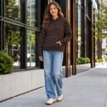 thumbnail image 2 of Wrongduck Polka Dot Hooded Sweatshirt for Women, Relaxed Graphic Print Fleece Pullover with Pocket for Fall and Winter, 2 of 12