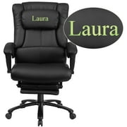 Flash Furniture Personalized High Back Black Leather Executive Reclining Swivel Chair with Lumbar Support, Comfort Coil Seat Springs and Arms