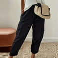 thumbnail image 2 of Arnsht Women's High Waist Cargo Pants Solid Color Casual Quick Dry Lightweight Loose Baggy Jogger Pants Trousers Pockets Black XXL, 2 of 6