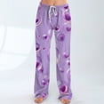 thumbnail image 5 of Valentine's Pajama Bottoms for Women Heart Print Soft Lounge Pants Drawstring Jogger Wide Leg Pajama Pants, 5 of 7
