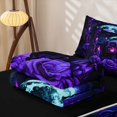 thumbnail image 6 of Homewish Hipple Death Skull Zipper Twin Comforter Sets with Fitted Sheet and 2 Pillowcases,Retro Purple Rose Zipper Bedding Set,Happy Halloween Bed Set,Black Reversible,4pcs, 6 of 8