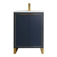 thumbnail image 2 of Fine Fixtures Opulence Collection 24 in. W x 18 in. D x 33 in. H Bathroom Vanity in Navy Blue with White Ceramic Sink - Satin Brass hardware, 2 of 9