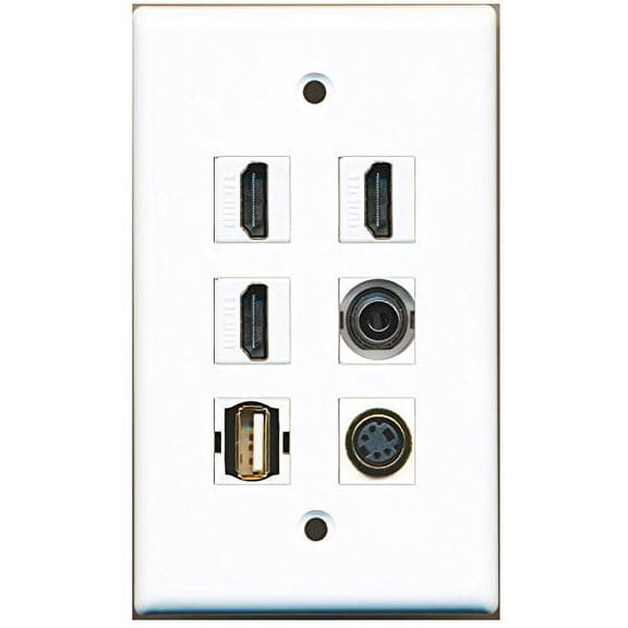 RiteAV - 3 HDMI 1 Port USB A-A 1 Port S-Video 1 Port 3.5mm Wall Plate