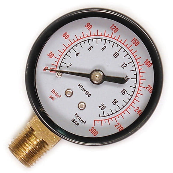 Primefit PG300B14 Bottom Mount Pressure Gauge with 300-PSI, .25" NPT