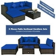 thumbnail image 5 of Canddidliike Patio Furniture Sets, 5 Pcs Outdoor Patio Rattan Furniture Set Sectional Conversation with Navy Cushions-Navy, Wicker Sofa Small Patio Conversation Couch for Garden, Poolside, 5 of 8