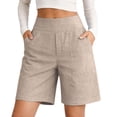 thumbnail image 3 of Weikingp Womens Shorts，Business Shorts For Women Linen Capri Pants For Women Bermuda Shorts For Women Summer Shorts For Women Ladies Shorts Womens Shorts Beige L, 3 of 8