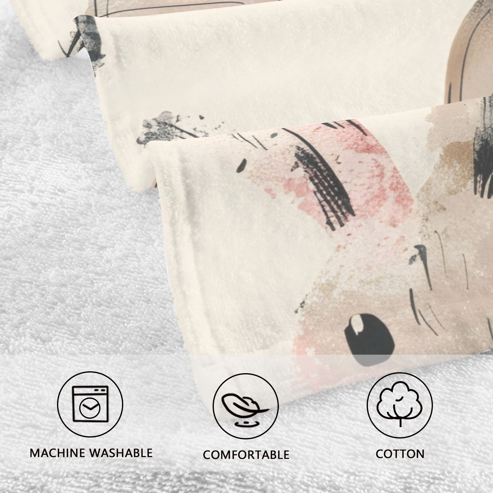 Cute Bunnies Rabbits Hand Towels Cotton Bath Towels Large Face Towels Absorbent for Bathroom 2 Packs