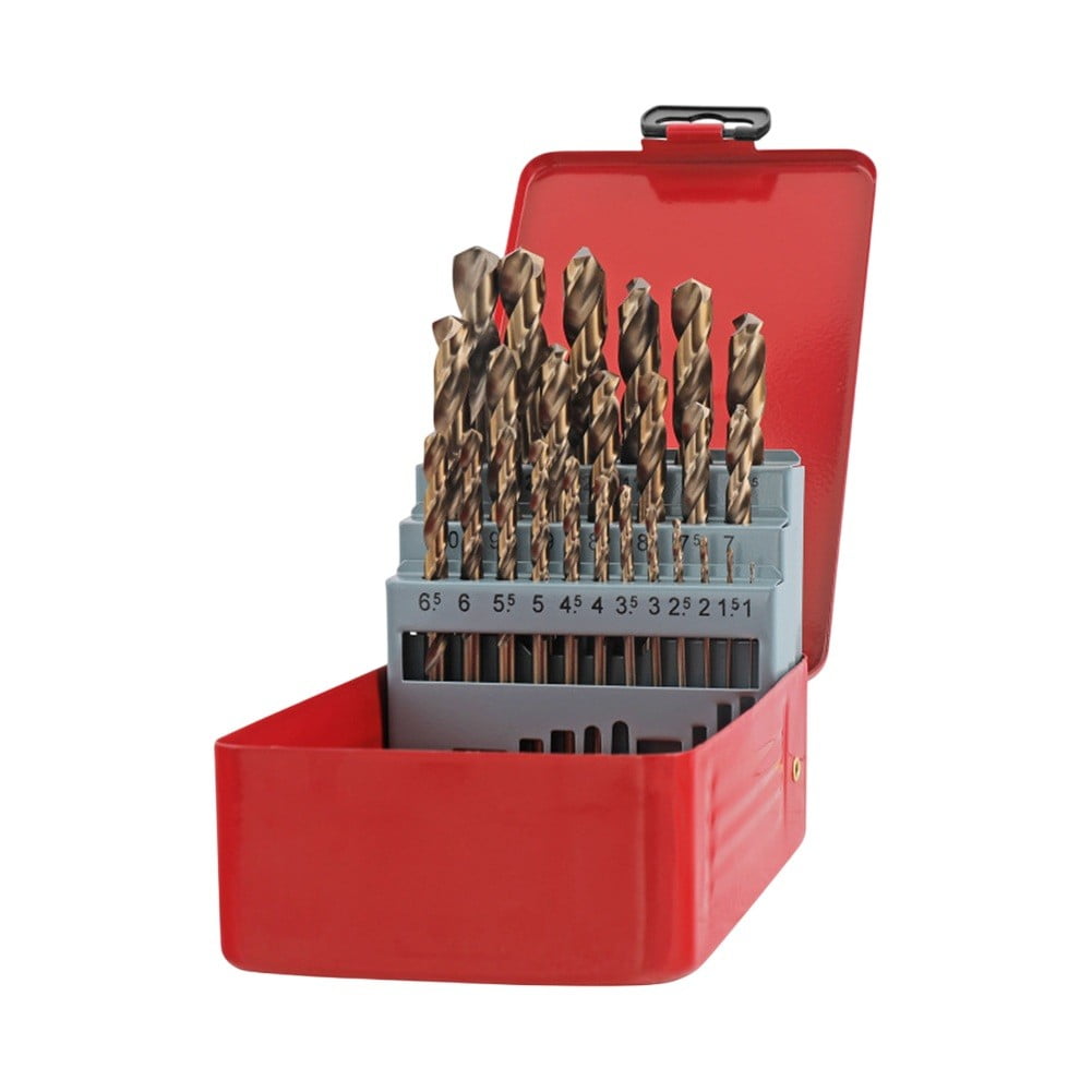 Hss Titanium Coated Drill Bit Set For Metal Plastic Wood 13/19/25Pc Straight Shank Bits With Storage Case For Stainless Steel Cast Iron Copper Aluminum 19Pcs