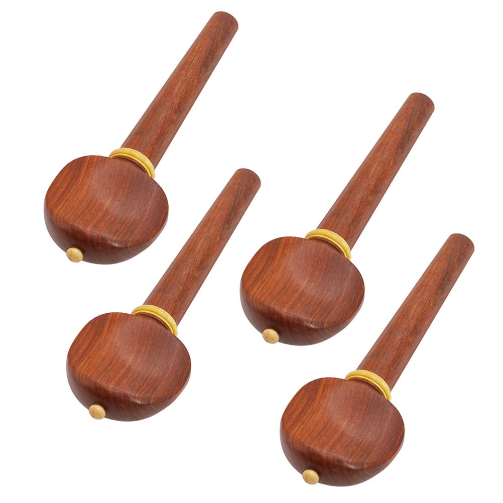 Clispeed 4Pcs Solid Wood Cello Pegs Chocolate Rosewood Shaft Handles Set Durable Smooth Texture Accessories