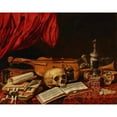 thumbnail image 3 of Dutch School 24x20 Black Modern Framed Museum Art Print Titled - Musical Instruments, Books, an Hourglass, a Ewer and a Skull on a Table - a Vanitas (17th Century), 3 of 5