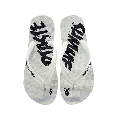 

Woobling Mens Flip Flops Sandal Flat Slippers Open Toe Slides Indoor&Outdoor Quick Dry Flats Light White 9-9.5
