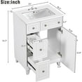 thumbnail image 2 of 24-Inch Bathroom Vanity Cabinet with Ceramic Sink, 2 Drawers, 1 Door, White, 2 of 8