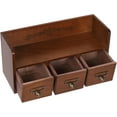 thumbnail image 6 of Wood Desktop Organizer with 3 Drawers, Desk Drawer Cabinet with Top Shelf Tabletop Desk Storage Drawers Vintage Supplies Organizer Brown for Bedroom Living Room Office, 6 of 22