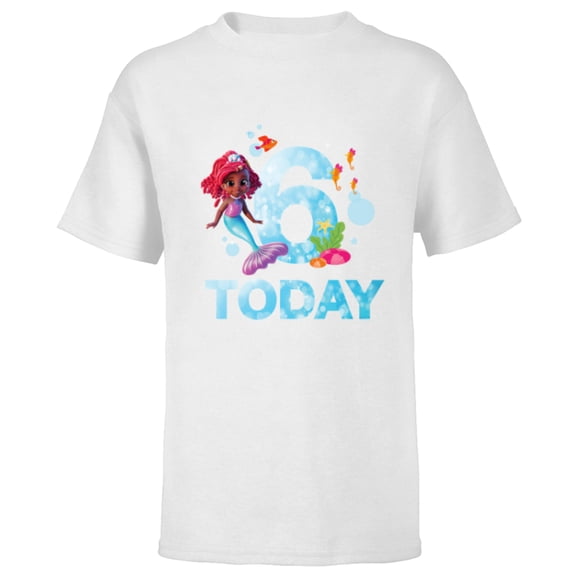 Disney Junior’s Ariel Sixth Birthday 6 Years Old Today - Short Sleeve T-Shirt for Kids - Customized-White