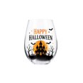 thumbnail image 2 of Halloween Artisan Glassware Collection, Multipurpose Clear Stemless Drinking Glass with Dual 2D Graphic & 3D Raised Halloween Motif, Spooky Pumpkin Black Cat Style, Party Table Decor (AA), 2 of 6