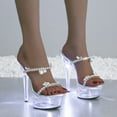 thumbnail image 2 of YUHAOTIN Female Walking Sandals Women Comfortable Luminous Rhinestone Transparent High Heeled Shoes Luminous Fashion Sexy High Heeled Shoes 13Cm Shower Sandals Platform Sandals, 2 of 9