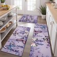 thumbnail image 2 of Purple Butterfly Flower Pattern Kitchen Rugs Sets Of 3,Kitchen Runner Rugs Non Skid Washable,Decorative Kitchen Floor Mats for Kitchen,Sink,Laundry,17"x30"+ 17"x47" + 17"x59", 2 of 6