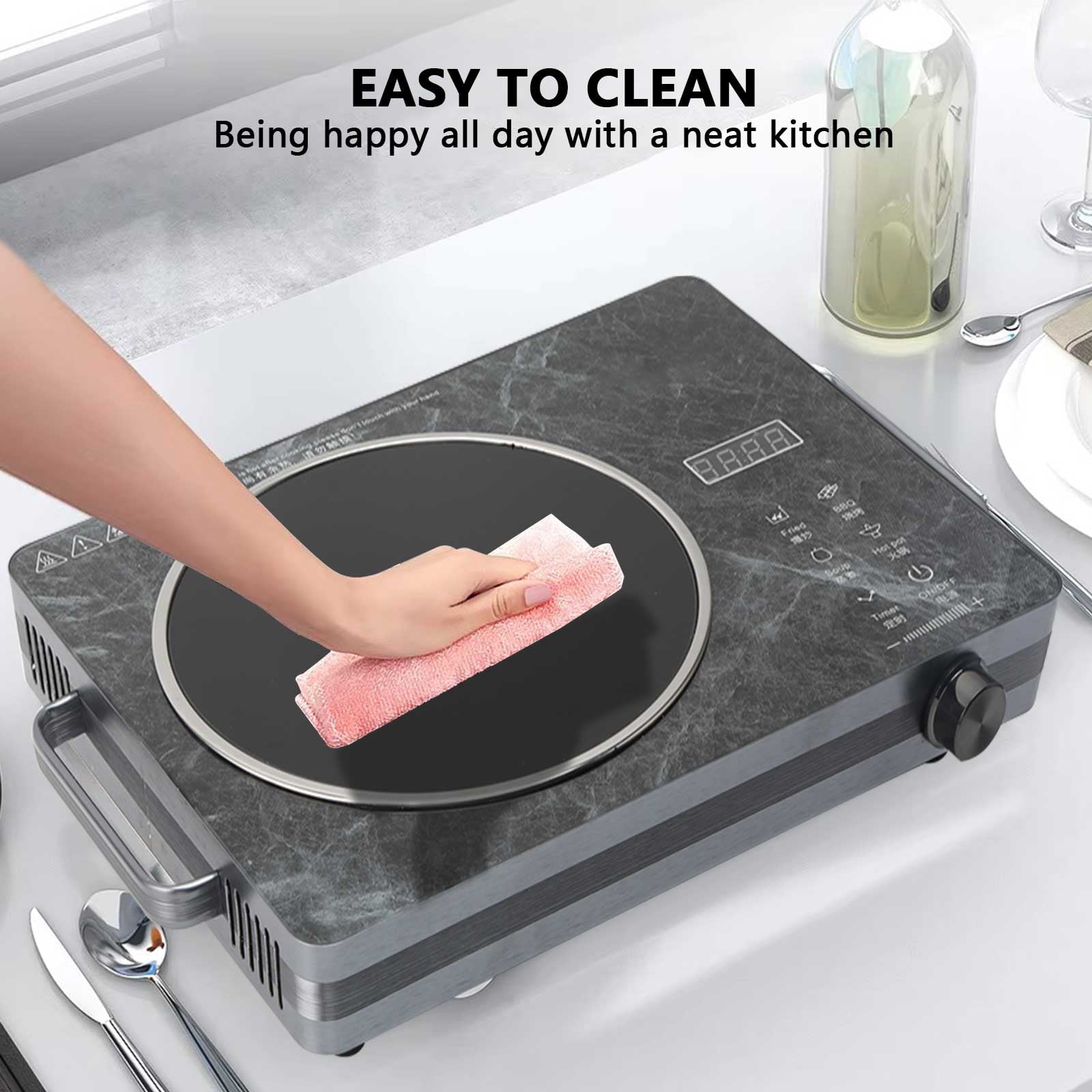 OhhGo Electric Ceramic Stove, 2200W Hot Plate Infrared Induction Cooker, Home Cooktop Cooking Furnace US 110V, Portable Cooker Cooktop Burner with 2 Handle, Black