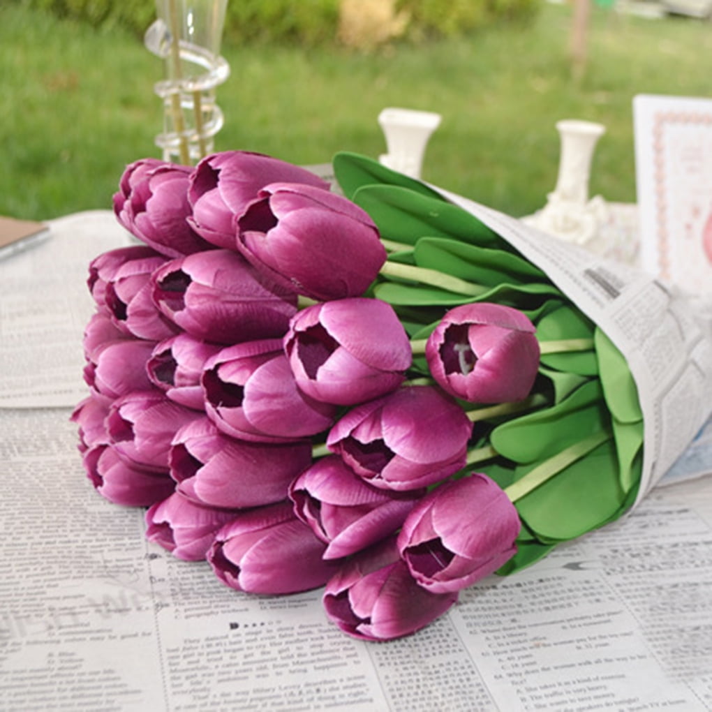 2pcs Living Room Artificial Flowers Home Decorations Tulip Fake Flowers
