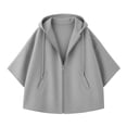 thumbnail image 6 of Perfectbot Women's Elbow-Length Sleeve Zip Up Hoodie Oversized Baggy Hooded Sweatshirt with Pockets, 6 of 8