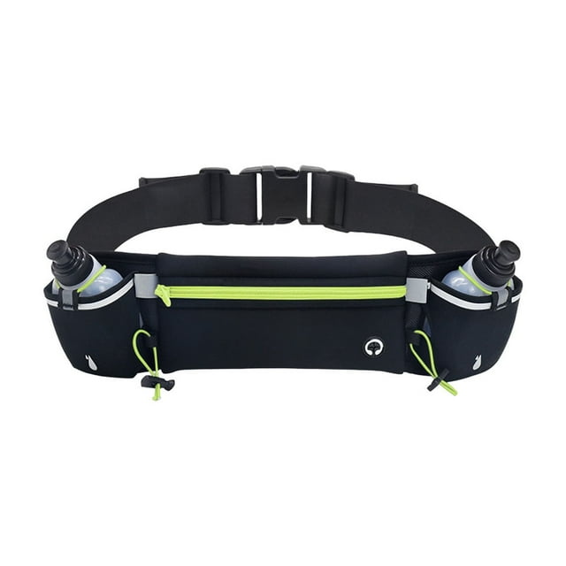 Leodye 1PCS Sac Banane de Sport Extérieur avec 2 Bouteilles d'Eau, Sac D\'entraînement Physique Multifonctionnel, pour Marathon Course et Randonnée -15.75x4.13x1.57 Po