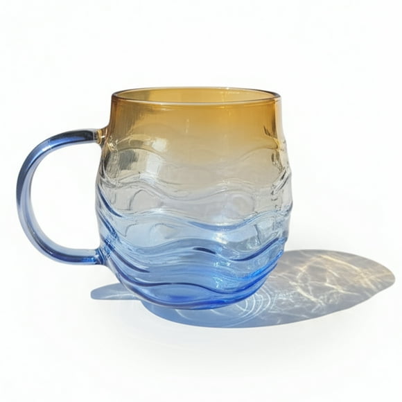 Bearachild Tazas artesanales con asa de olas marinas, ideales para disfrutar de bebidas frías y calientes. Perfectas para amantes y del océano Mostrada