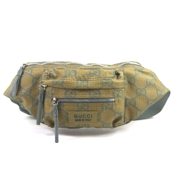 Pre-Owned GUCCI 792287 GG Ripstop Belt Bag, Body Leather Waist Khaki, Includes Dust...