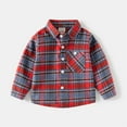 thumbnail image 2 of Staki Boys Button up Shirt Boys' Button Down Dress Shirts Kids Long Sleeve Collared Shirt for Toddler Boy(Red,12-18 Months), 2 of 6