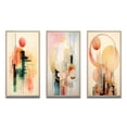 thumbnail image 2 of Designart "Retro City Dreams in Golden Illustration IV" Modern Geometric Framed Wall Art Set Of 3 - Pink Abstract Frame Canvas Set For Living Room Decor, 2 of 7