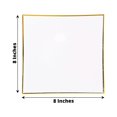 thumbnail image 4 of Balsa Circle 10 Concave White 8" Square Disposable Salad Dinner Plastic Plates Gold Trim Party Events Decorations, 4 of 8