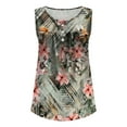 thumbnail image 3 of Wycnly Womens Tank Tops Summer Floral Print V-Neck Sleeveless T Shirts Fashion Button Flowy Pleated Swing Henley Shirts Breathable Tunic Blouse Vest Army Green l Clearance Under $5, 3 of 3