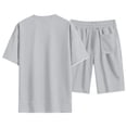 thumbnail image 5 of Hearthz Mens Short Sets 2 Piece Outfits Waffle Knit Men's Shirt and Shorts Set Athletic Short Sleeve Summer Tracksuits Casual Set Light Gray XL, 5 of 5