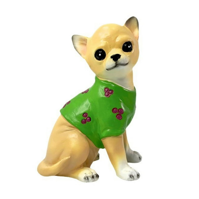 Estatua de perro de simulación, modelo de perro decorativo, figura de animal adorable y creativa, miniaturas, decoración para el hogar, patio, oficina Estatua de Chihuahua