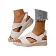 thumbnail image 2 of Daolelai Hollow Thick-Soled Wedge-Heeled Peep-Toe Sandals, 2 of 9
