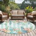 thumbnail image 4 of Round Rugs 7Ft, Summer Coastal Round Area Rug Washable Indoor Throw Carpet, Watercolor Corals Shells Starfish Green Plaid Large Non Slip Circle Rug for Dining Room Playroom Home Decor Aesthetic, 4 of 8