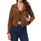 thumbnail image 2 of Chaquetas de Pana para Mujer Chaqueta de Motocicleta con Cremallera y Solapa con Muescas marrón XS, 2 of 5