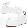 thumbnail image 5 of READYSALTED Women's Open Toe Cute Platform Wedge Ankle Strap Sandals(White,Size 9), 5 of 7