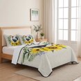 thumbnail image 5 of Full Quilt Set 78''x90'', Sunflowers Rooster Lightweight Bedspread Coverlet Set with 2 Pillow Shams, Watercolor Leaves Retro Art Rustic Breathable All Season Quilt Bedding for Bedroom/Guest Room, 5 of 9