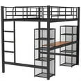 thumbnail image 5 of Full Size Metal Loft Bed, Heavy Duty Loft Bed with Built in Desk and 2 4-Tier Shelves, Full Size Bed Frame with Side Ladder for Boys, Girls, 5 of 7