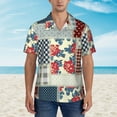 thumbnail image 2 of Pofeuu Patchwork In Country Style Print Hawaiian Shirt for Men Sleeves Casual Button Down Summer Beach Dress Shirts T-Shirts,Small, 2 of 7