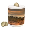 thumbnail image 1 of Saguaro Piggy Bank, Dramatic Shady Desert View with a Storm Cloud Approaching Western Arizona Photo, Ceramic Coin Bank Money Box for Cash Saving, 3.6" X 3.2", Orange Green, by Ambesonne, 1 of 4