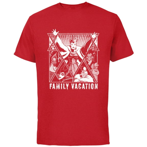 Disney Villains Graphic Print Group Family Vacation Trip - Short Sleeve Cotton T-Shirt for Adults - Customized-Red