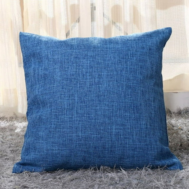 Nvzi 4 fundas de almohada de lino grueso con estampado verde, fundas de almohada coloridas que iluminan el paisaje de tu dormitorio, 17,72 x 17,72 pulgadas (azul claro)